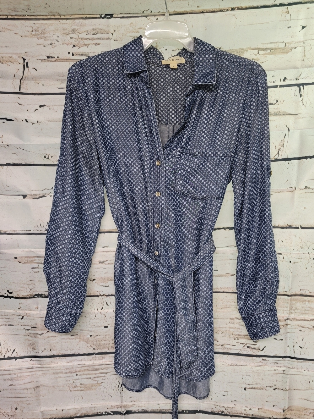 Cloth & Stone Blue Tencel Printed Shirt Dress Tunic Women's Small